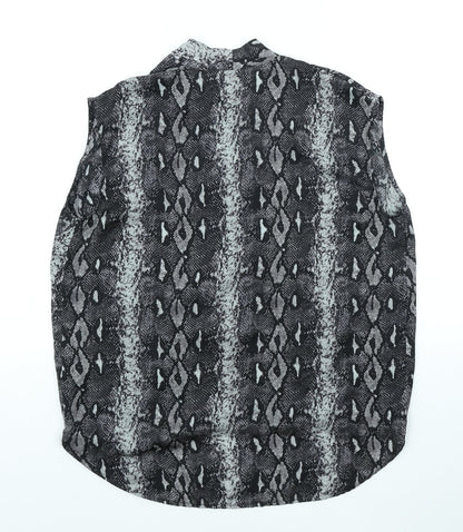 In Wear Womens Grey Animal Print Polyester Basic Blouse Size 14 V-Neck - Snake Print