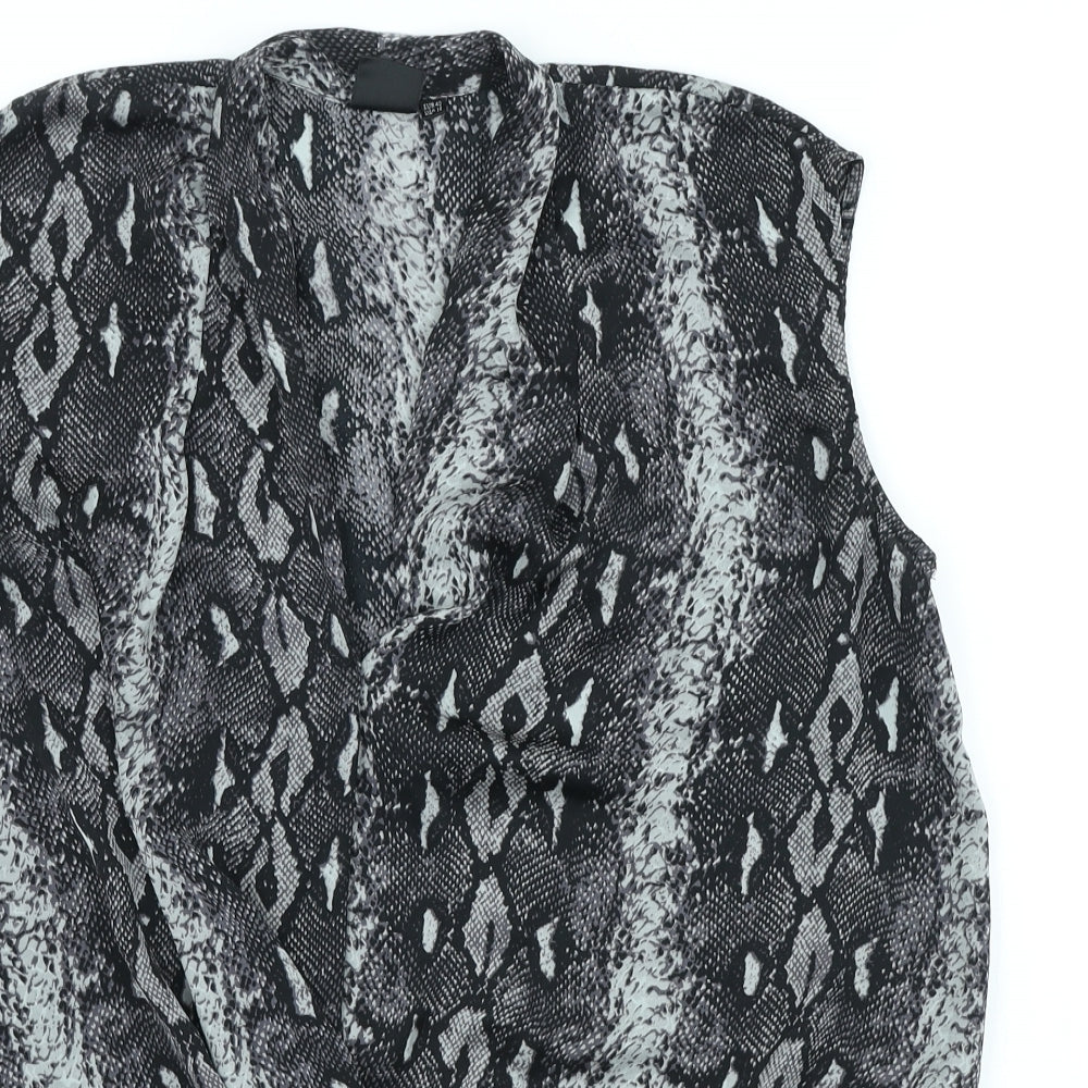 In Wear Womens Grey Animal Print Polyester Basic Blouse Size 14 V-Neck - Snake Print
