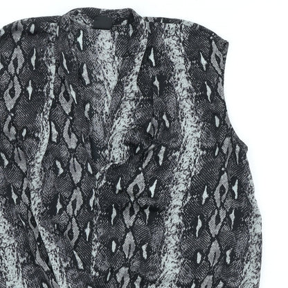 In Wear Womens Grey Animal Print Polyester Basic Blouse Size 14 V-Neck - Snake Print
