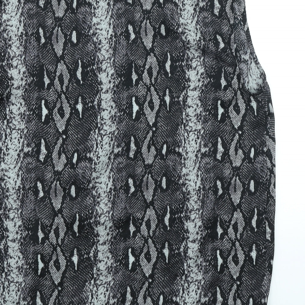 In Wear Womens Grey Animal Print Polyester Basic Blouse Size 14 V-Neck - Snake Print
