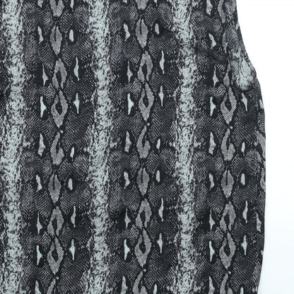In Wear Womens Grey Animal Print Polyester Basic Blouse Size 14 V-Neck - Snake Print