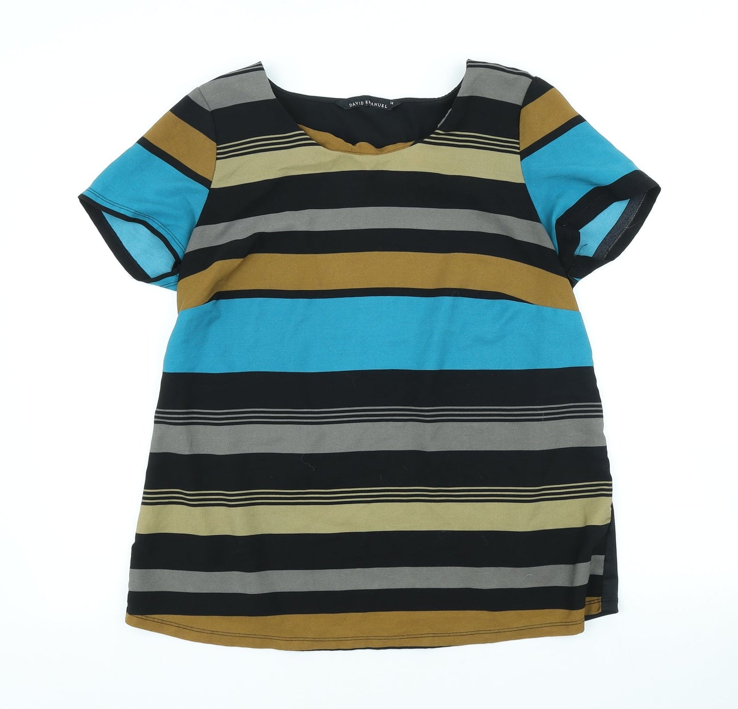Womens UK Size 14 David Emanuel Multicoloured Basic T-Shirt