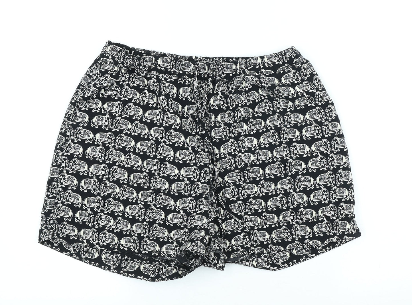 Staring at Stars Womens Black Polyester Sweat Shorts Size M Regular Tie - Elephants