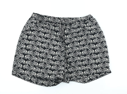 Staring at Stars Womens Black Polyester Sweat Shorts Size M Regular Tie - Elephants
