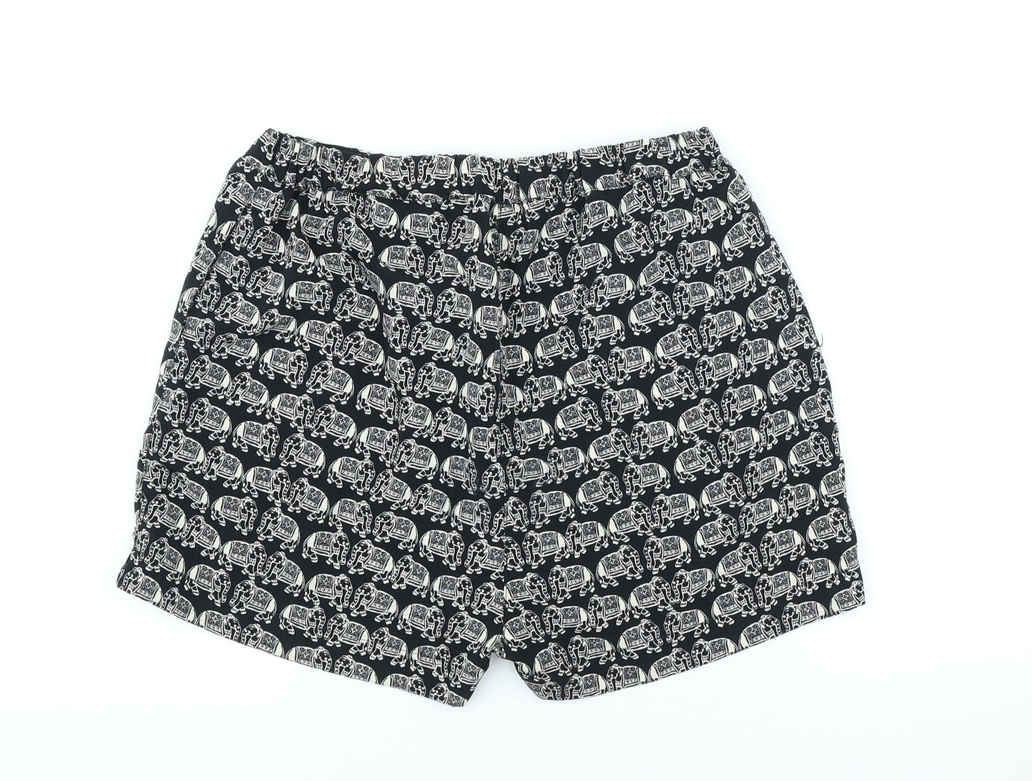 Staring at Stars Womens Black Polyester Sweat Shorts Size M Regular Tie - Elephants