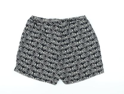 Staring at Stars Womens Black Polyester Sweat Shorts Size M Regular Tie - Elephants
