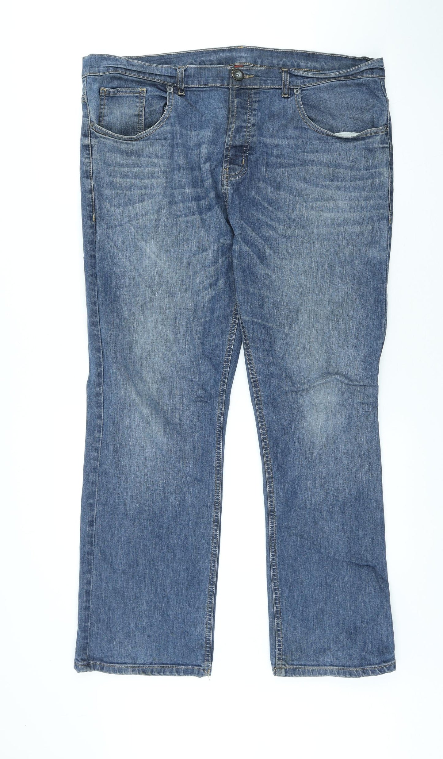 Denim & Co. Mens Blue Cotton Straight Jeans Size 38 in L27 in Regular Button