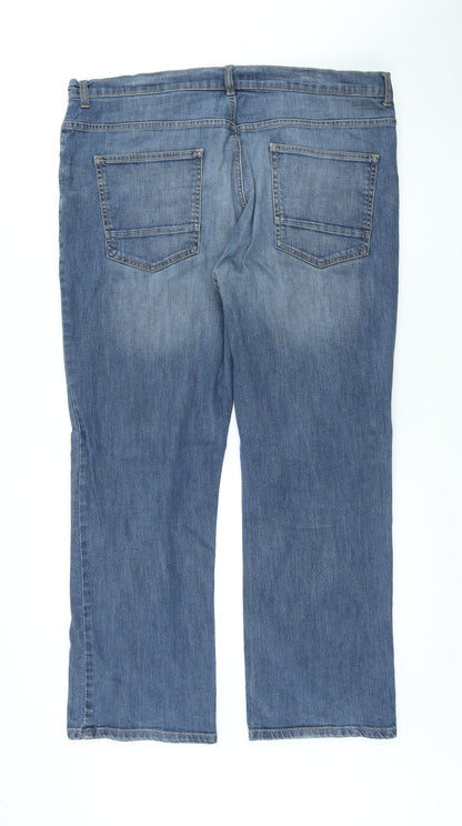 Denim & Co. Mens Blue Cotton Straight Jeans Size 38 in L27 in Regular Button