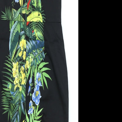 Oasis Womens Black Floral Cotton Sheath Size 10 Halter Zip - Flowers