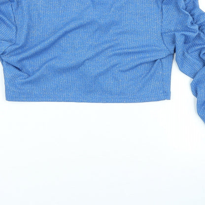 SheIn Womens Blue V-Neck Polyester Cardigan Jumper Size M - Tie Front