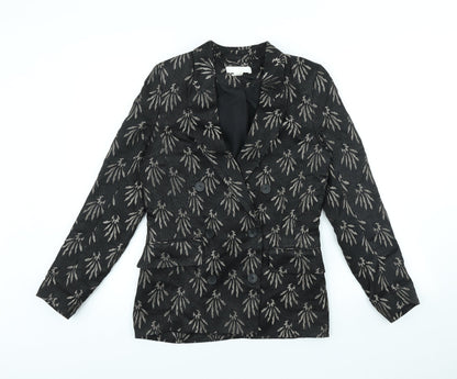 H&M Womens Black Geometric Polyester Jacket Blazer Size 4