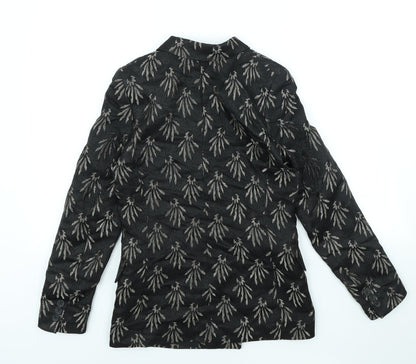 H&M Womens Black Geometric Polyester Jacket Blazer Size 4
