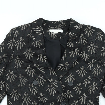 H&M Womens Black Geometric Polyester Jacket Blazer Size 4