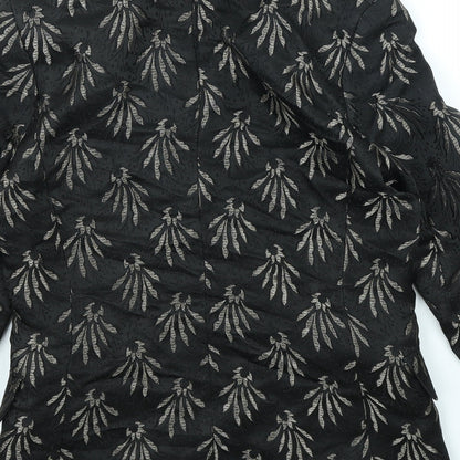 H&M Womens Black Geometric Polyester Jacket Blazer Size 4