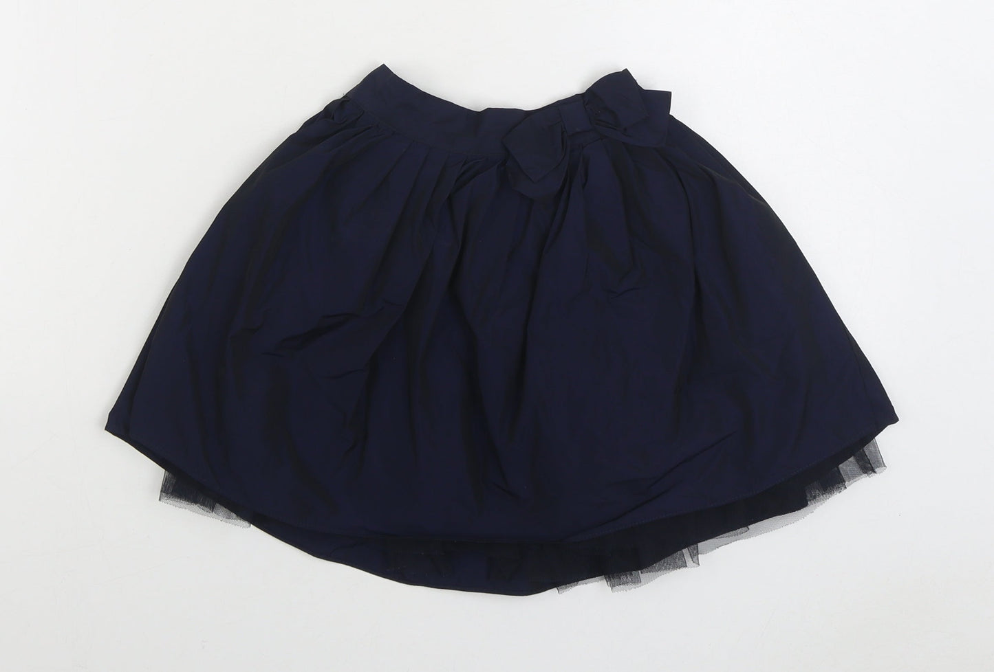 Marks and Spencer Girls Blue Polyester Pleated Skirt Size 3-4 Years Regular