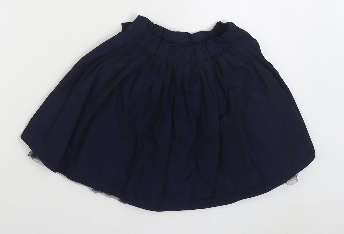 Marks and Spencer Girls Blue Polyester Pleated Skirt Size 3-4 Years Regular