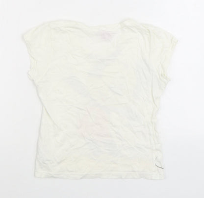 915 Generation Girls White 100% Cotton Basic T-Shirt Size 9 Years Round Neck Pullover - Mickey Mouse