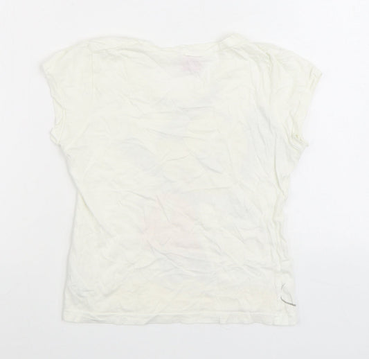 915 Generation Girls White 100% Cotton Basic T-Shirt Size 9 Years Round Neck Pullover - Mickey Mouse