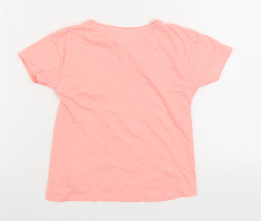 Dunnes Stores Girls Pink Polyester Basic T-Shirt Size 8 Years Round Neck Pullover - Zebra. Smile it's Summer