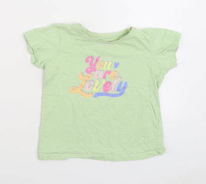 Primark Girls Green 100% Cotton Basic T-Shirt Size 7-8 Years Round Neck Pullover - You Are Lovely
