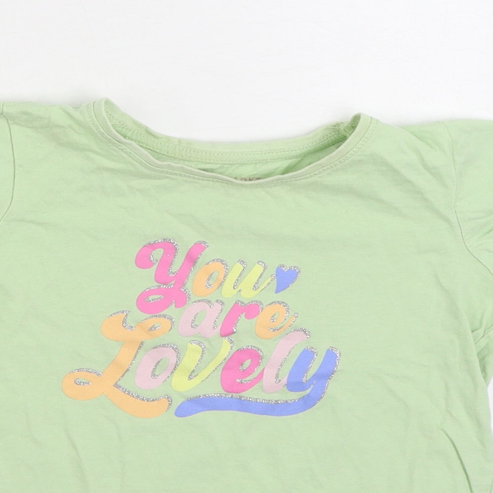 Primark Girls Green 100% Cotton Basic T-Shirt Size 7-8 Years Round Neck Pullover - You Are Lovely