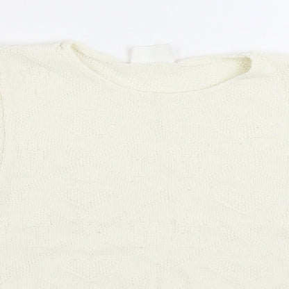 Dobbies Womens Ivory Round Neck Geometric 100% Cotton Pullover Jumper Size S