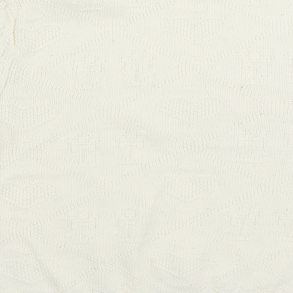 Dobbies Womens Ivory Round Neck Geometric 100% Cotton Pullover Jumper Size S