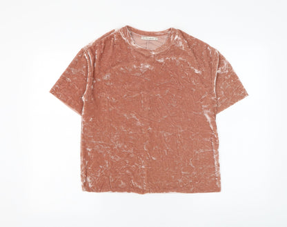 Womens UK Size S Zara Brown Basic T-Shirt