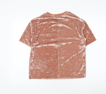Womens UK Size S Zara Brown Basic T-Shirt