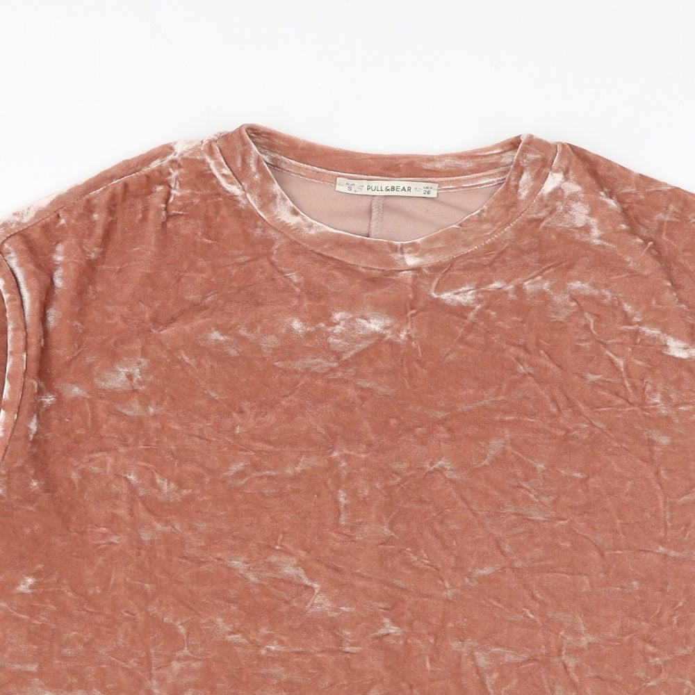 Womens UK Size S Zara Brown Basic T-Shirt