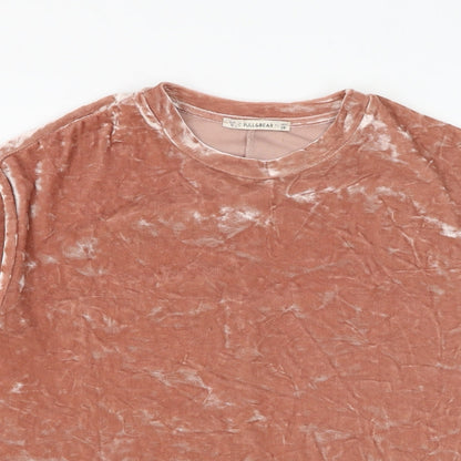Womens UK Size S Zara Brown Basic T-Shirt