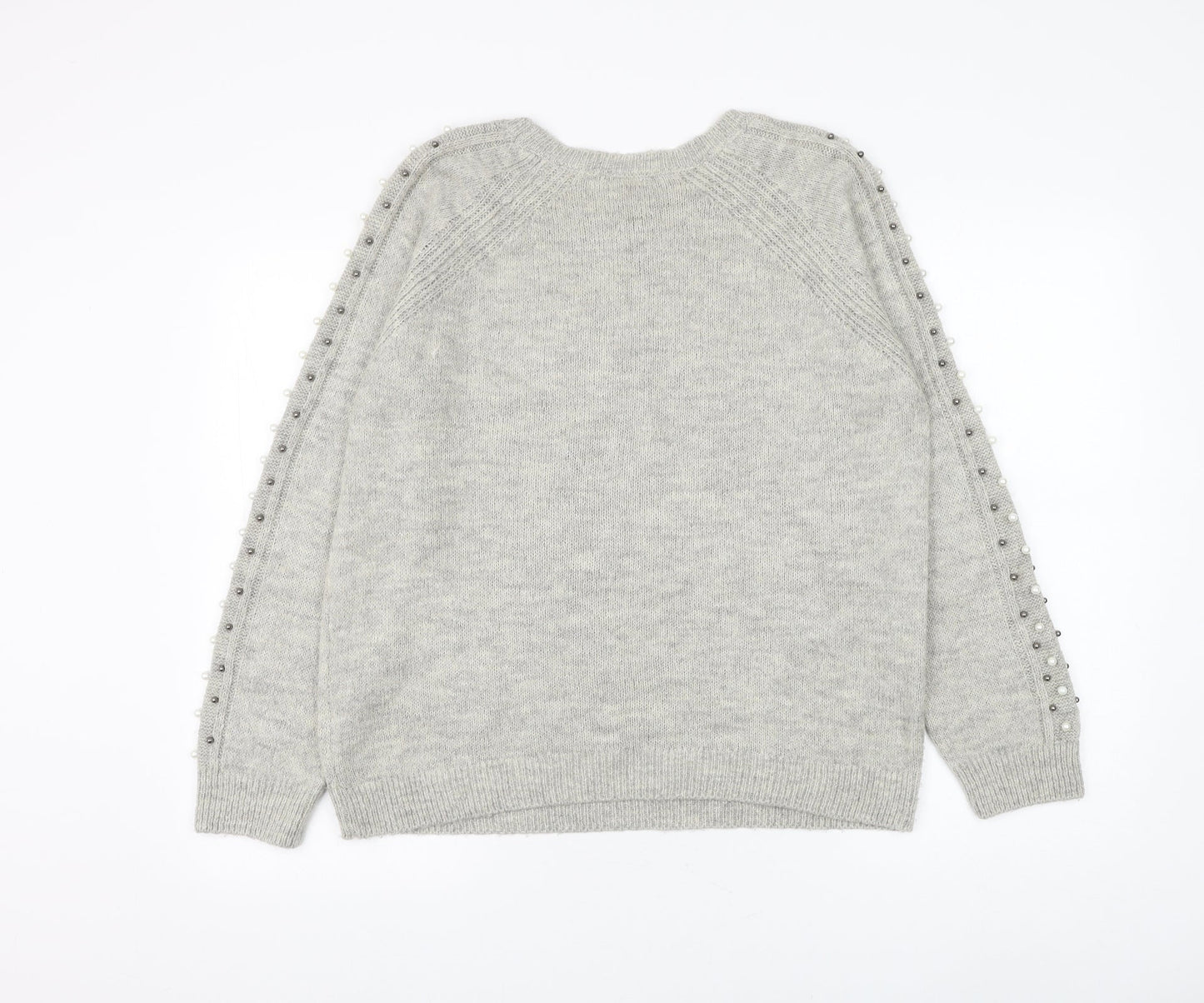 George Womens Grey Round Neck Acrylic Pullover Jumper Size 12