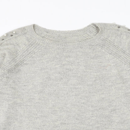 George Womens Grey Round Neck Acrylic Pullover Jumper Size 12