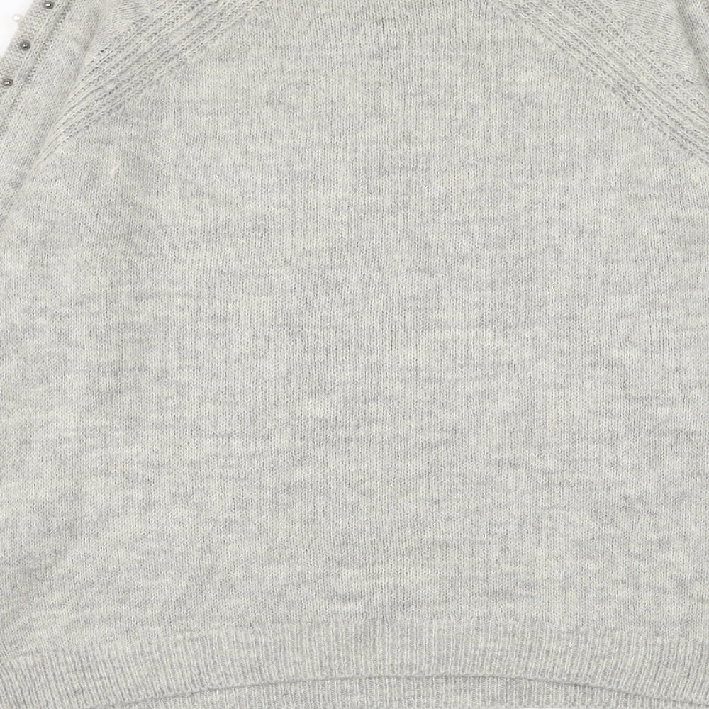 George Womens Grey Round Neck Acrylic Pullover Jumper Size 12