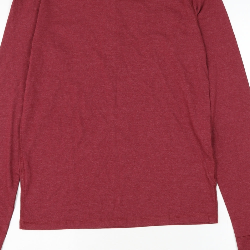 Twisted Soul Mens Red Cotton T-Shirt Size XS Henley