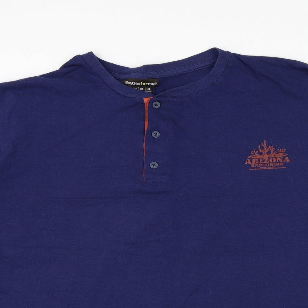 Atlas Mens Blue Cotton T-Shirt Size XL Round Neck - Arizona