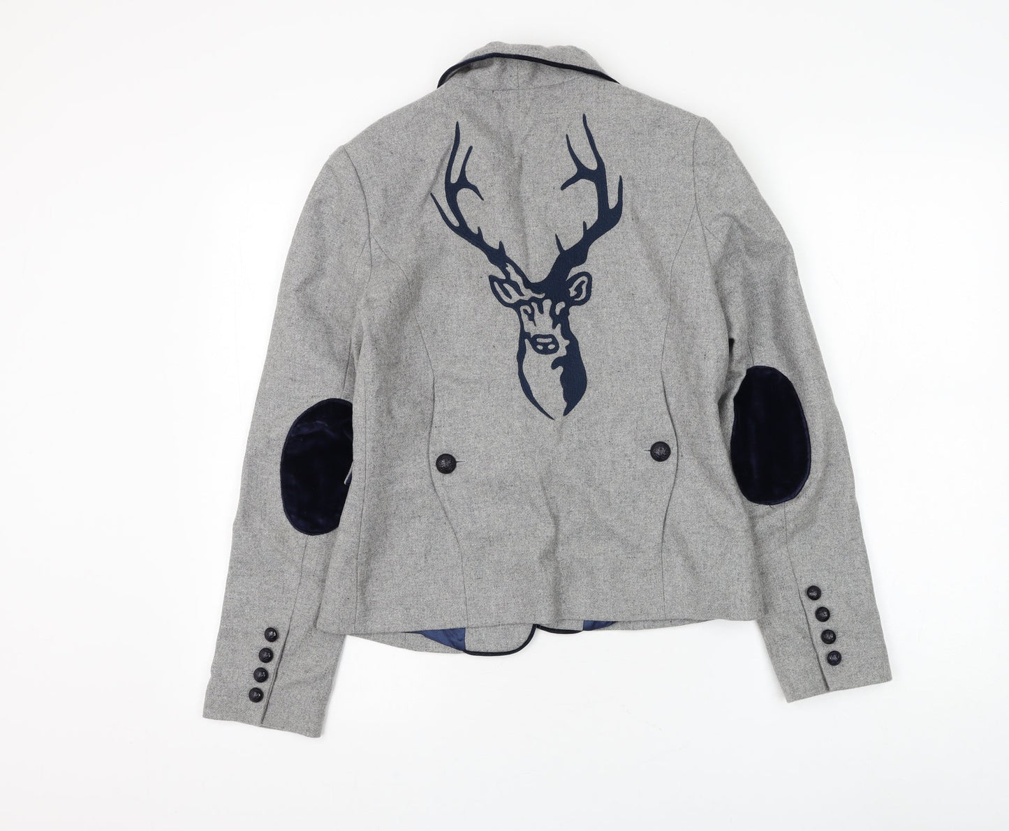 Vila Gallo Womens Grey Jacket Blazer Size 10 Button - Deer