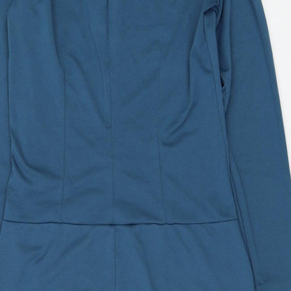 Sandwich Womens Blue Polyester Shift Size S V-Neck Zip