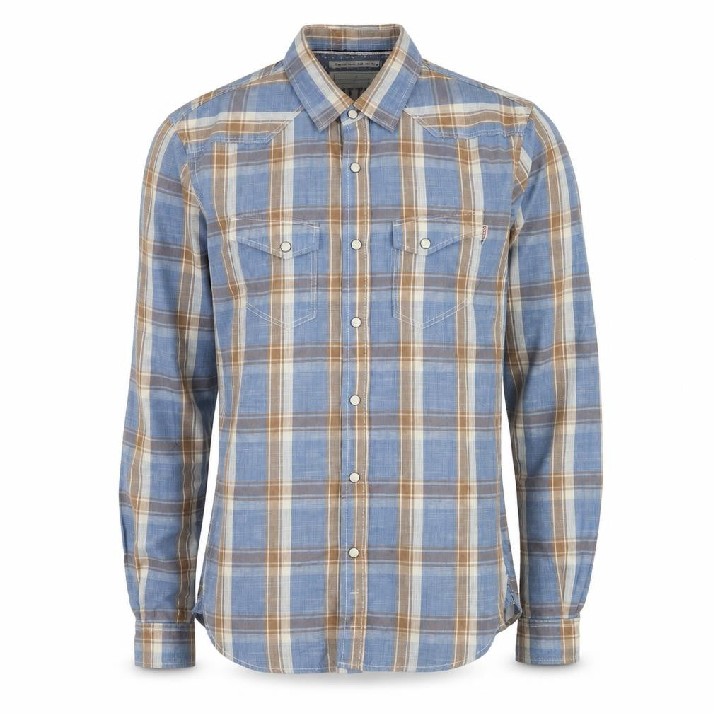 Mens UK Size S TOM TAILOR Blue  Button-Up Long Sleeve Casual Shirt