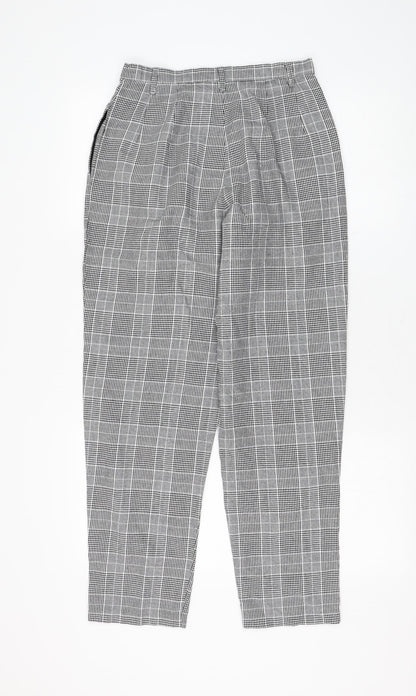 NUDE Womens Grey Check Cotton Carrot Trousers Size M L26 in Regular Zip
