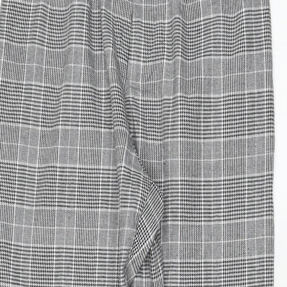 NUDE Womens Grey Check Cotton Carrot Trousers Size M L26 in Regular Zip
