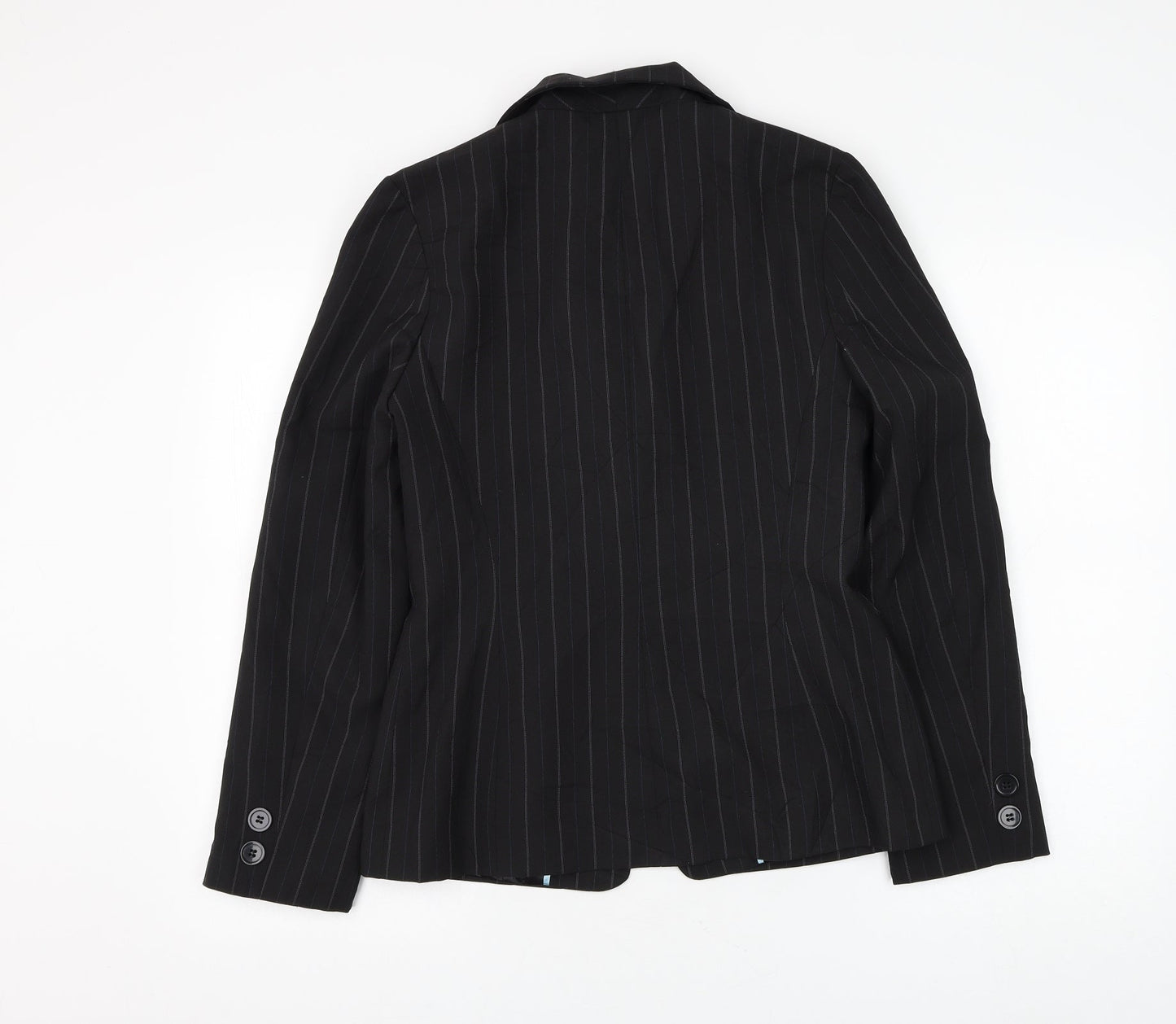 New Look Womens Black Striped Jacket Blazer Size 10 Button