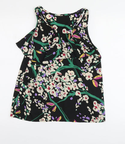 Influence Womens Black Floral Polyester Basic Tank Size S Round Neck