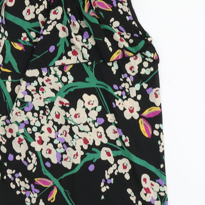 Influence Womens Black Floral Polyester Basic Tank Size S Round Neck