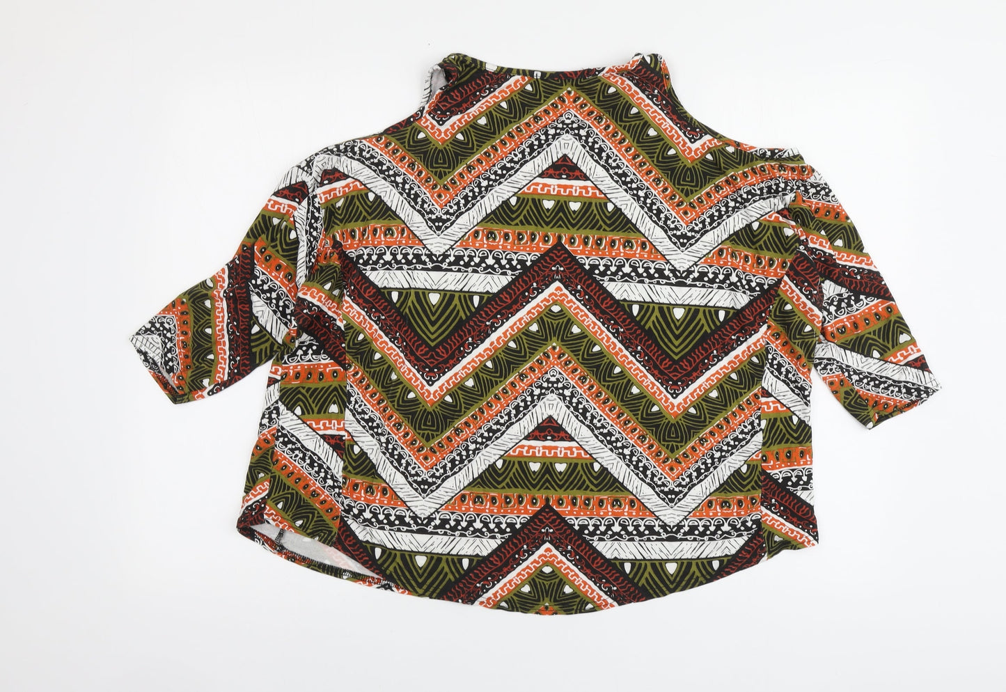 Boohoo Womens Multicoloured Geometric Viscose Basic Blouse Size 10 Round Neck