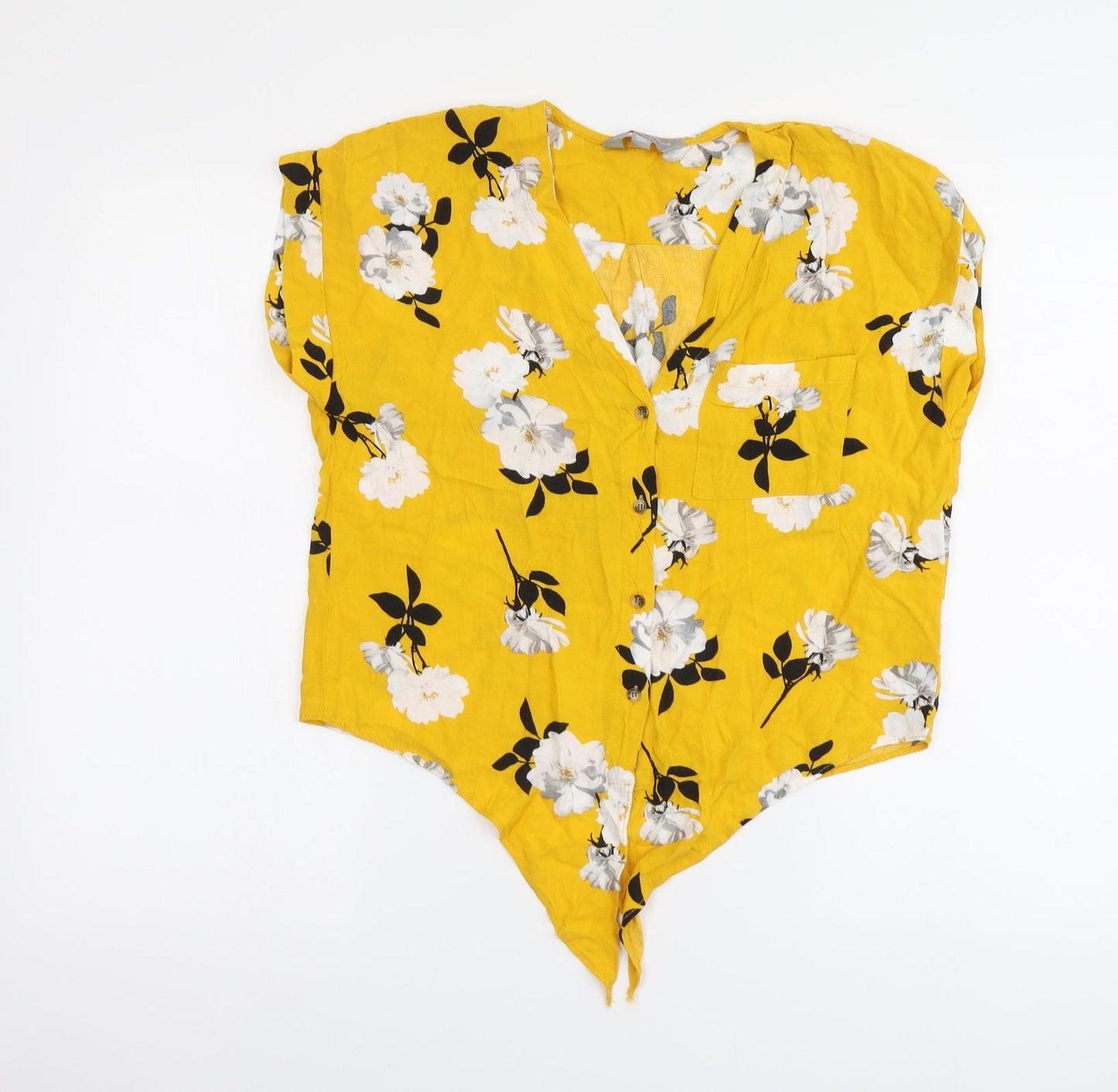 Womens UK Size 8 Dorothy Perkins Yellow Basic Button-Up