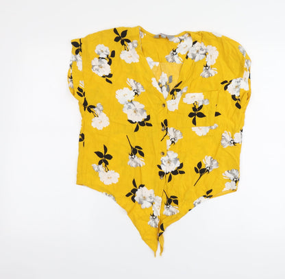 Womens UK Size 8 Dorothy Perkins Yellow Basic Button-Up