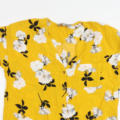 Womens UK Size 8 Dorothy Perkins Yellow Basic Button-Up