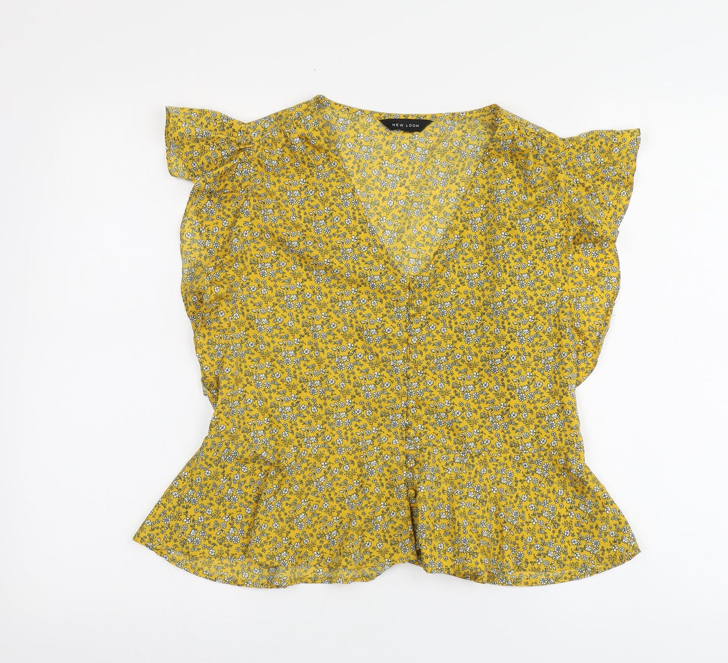 Womens UK Size S New Look Yellow Basic Blouse