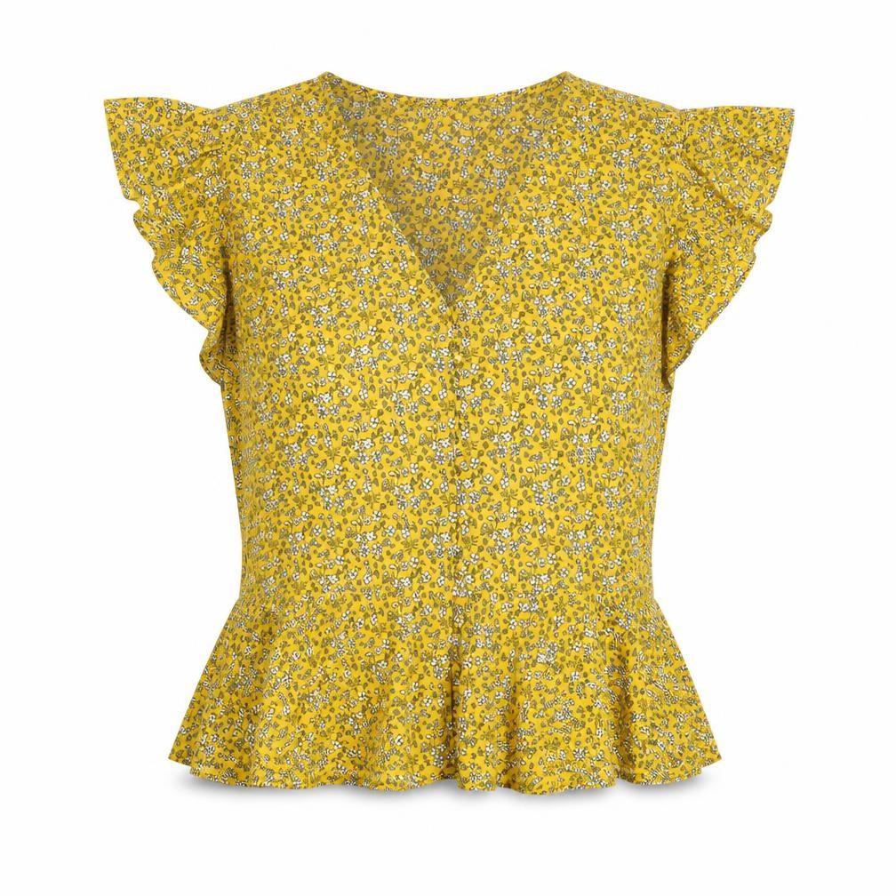 Womens UK Size S New Look Yellow Basic Blouse